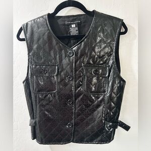 Quilted Black Crocodile Vegan Leather Vest